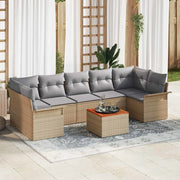 Set Divano da Giardino 8 pcs Beige e Grigio Chiaro polyrattan