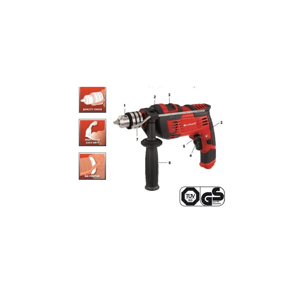 Trade Shop - Trapano A Percussione Einhell Th-id 1000 E Motore 1010 W Mandrino A Cremagliera -