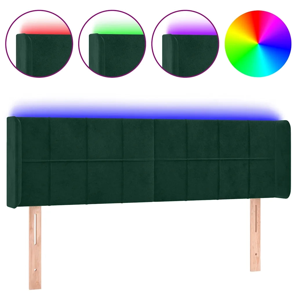 Testiera a LED Verde Scuro 147x16x78/88 cm in Velluto