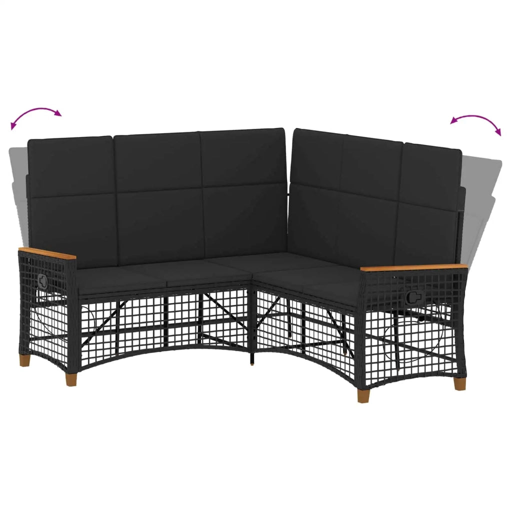 Set di Divani Recliner da Giardino | Set Salotto da Giardino Nero 164 x 164 x 112 cm