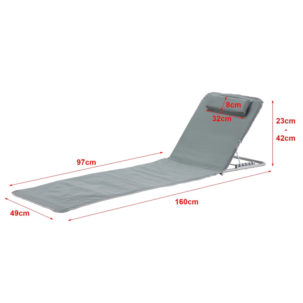 Set di 2 materassini da spiaggia con schienale reclinabile 160 x 49 cm grigio scuro 03_0009729