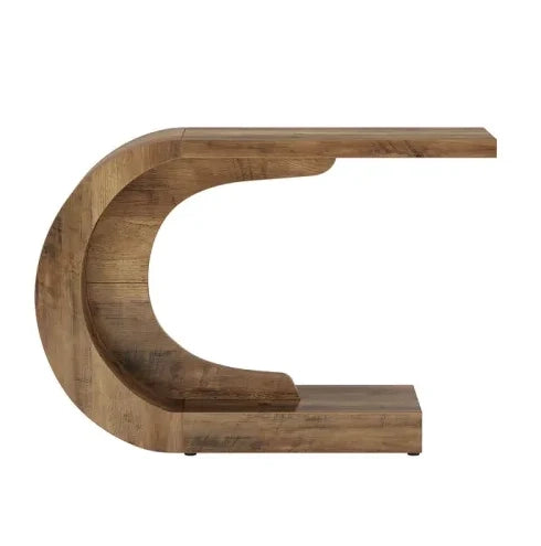 Tavolo consolle a C 110 x 35 x 75 cm in legno marrone rustico