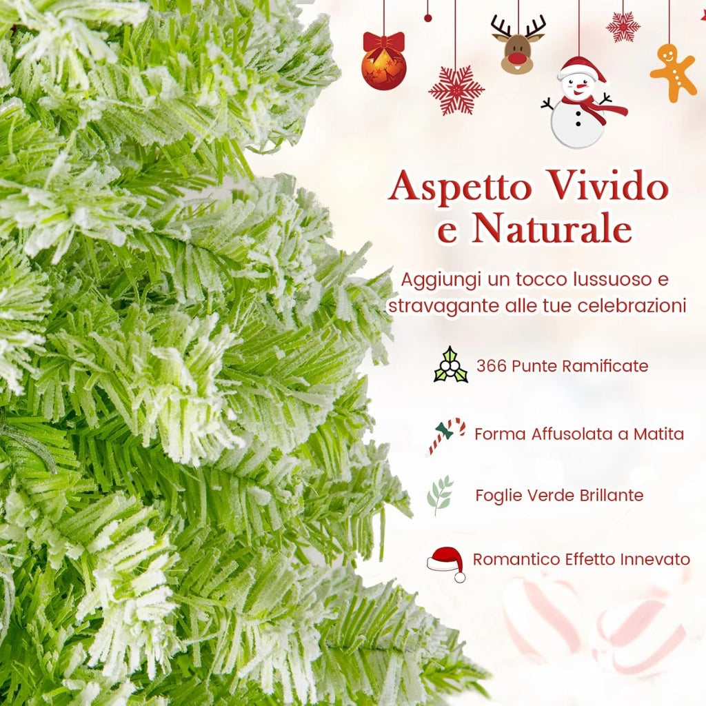 Albero di Natale da 150/180/210 CM, Albero di Natale Artificiale Slim Pre-Illuminato con Punta Flessibile, 216/290/366 Punte di Ramo, 80/120/160 Luci LED Bianche Calde e 8 Modalità (210 cm)