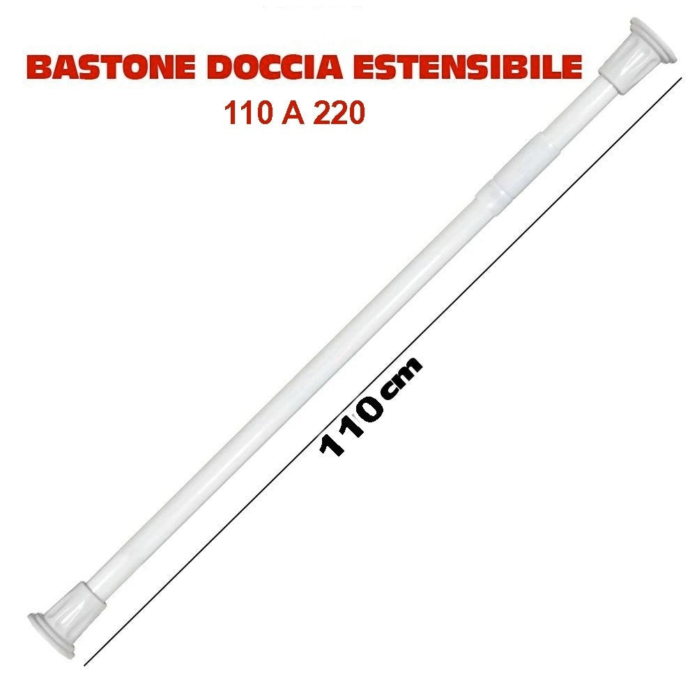 Trade Shop - Bastone Asta Telescopica Per Doccia Tenda Armadio Estensibile Da 110 A 200 Cm -
