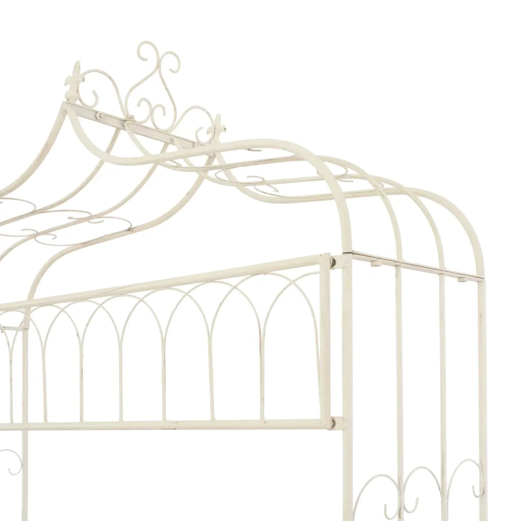 Panchina da Giardino 122 cm in Ferro Bianco Anticato 45434