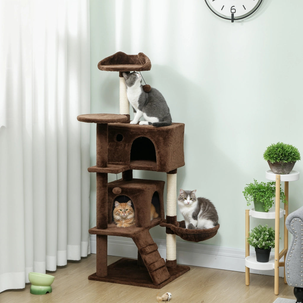 Letto per gatti con tiragraffi e piattaforme ¨C zephmum ¨C marrone 140x50x150 cm
