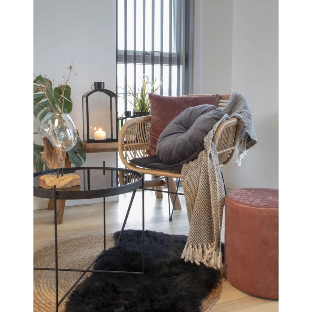 Tappeto Asimmetrico Lambskin, Nero, Vera Pelle di Agnello, 85x50x5 cm