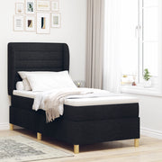 Letto Box Spring con Materasso Nero 100x200 cm Tessuto