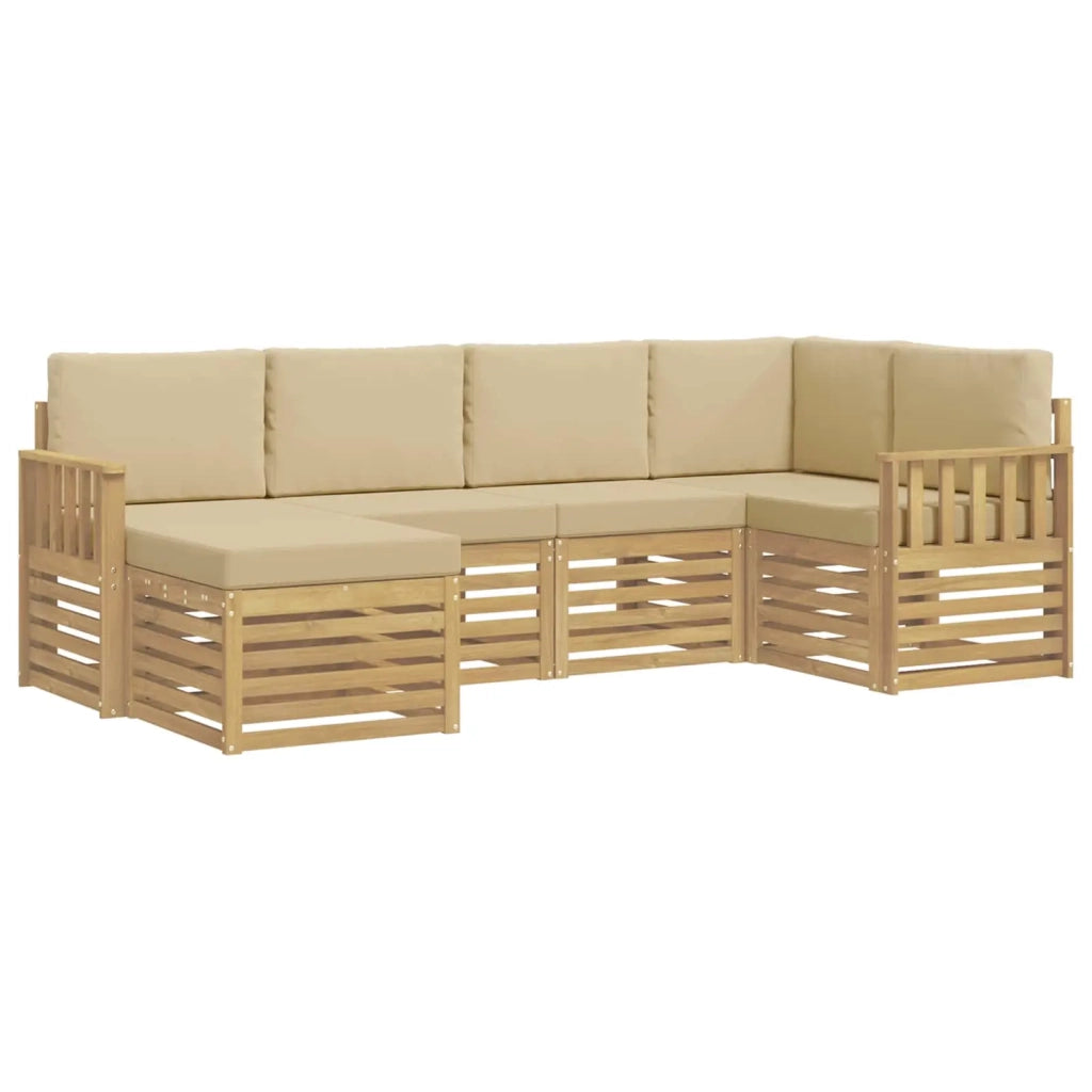 Set di divani da esterno 6 pcs Bianco e Beige