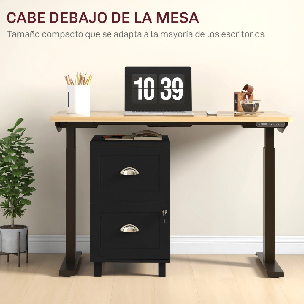 Cassettiera con 2 Cassetti ¨C zephmum ¨C Nero 40x41,5x67,5 cm