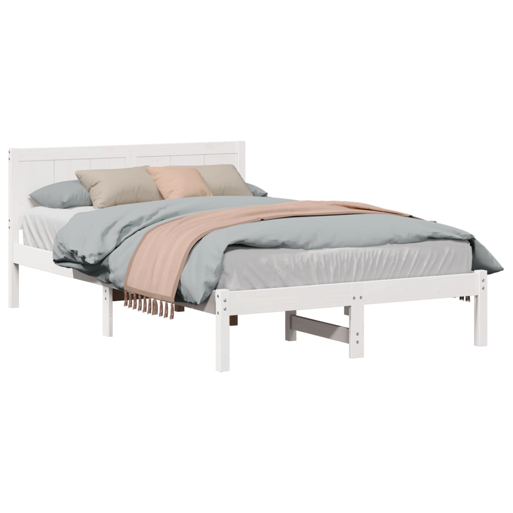 Struttura letto bianca Bianco Legno massello di pino 140 x 190 cm