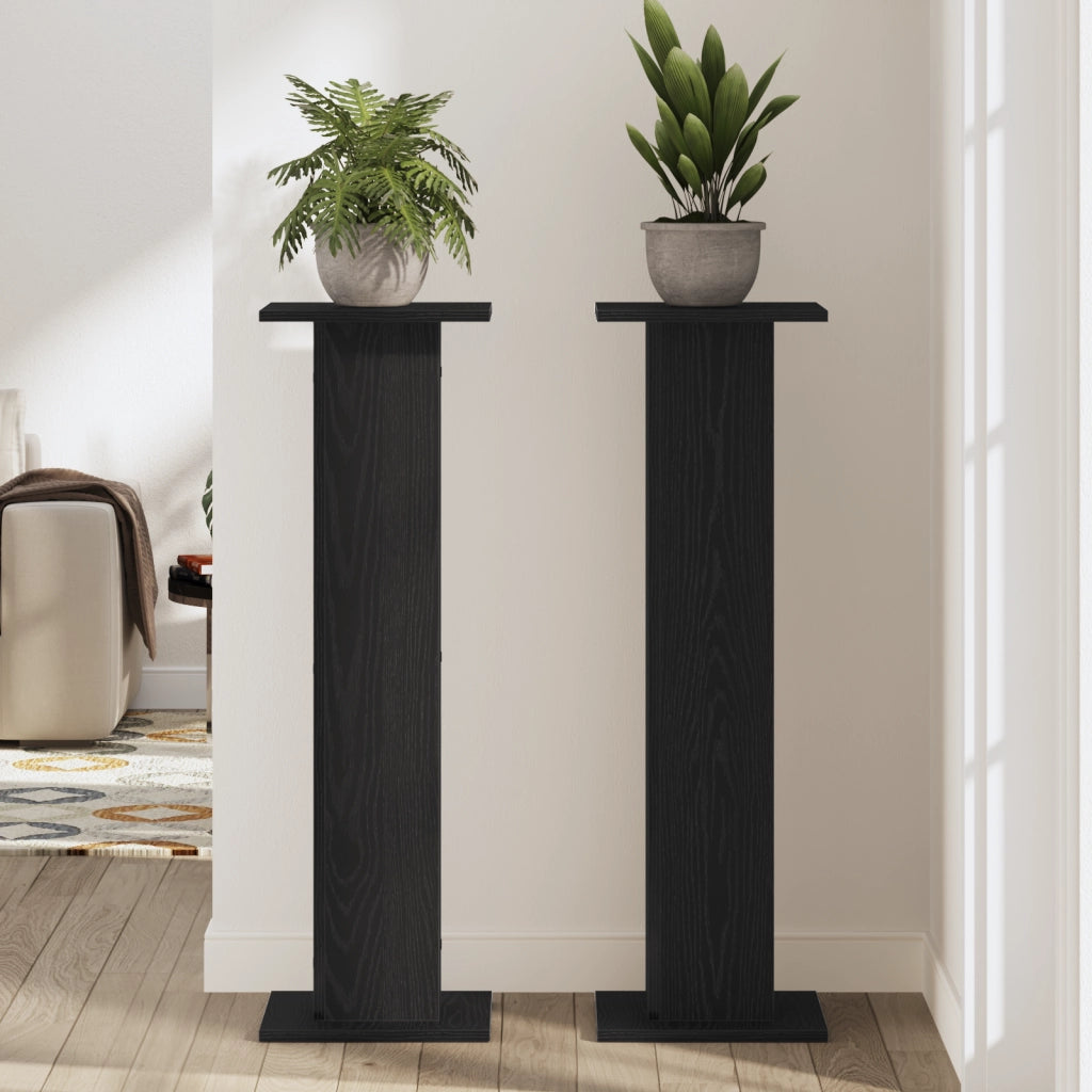 Supporto per Piante  2 pz Nero Rovere 30x30x95 cm Legno Ingegnerizzato
