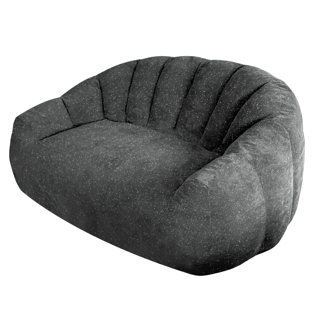 Poltrona pouf con braccioli - seduta ampia - in flanella - grigio - 50×42×37 cm