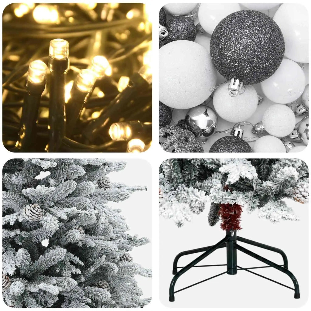Albero di Natale artificiale con palline 120 cm 150 LED 3466195
