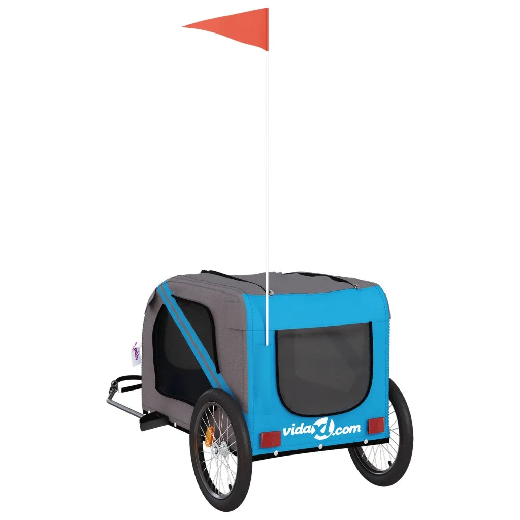 Rimorchio da Bici per Animali Blu e Grigio Oxford e Ferro CFW7597595