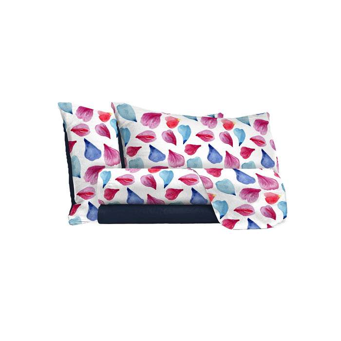 Set Lenzuola Singolo con Stampa Sopra Sotto e Federe Petali