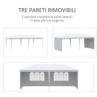 Tendone da Giardino Pieghevole per Feste ed Eventi con Pannelli Rimovibili, 5.83x2.95 m, Bianco