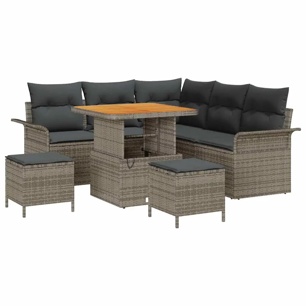 Set Divano da Giardino con cuscino 8 pcs Grigio polyrattan 3362133