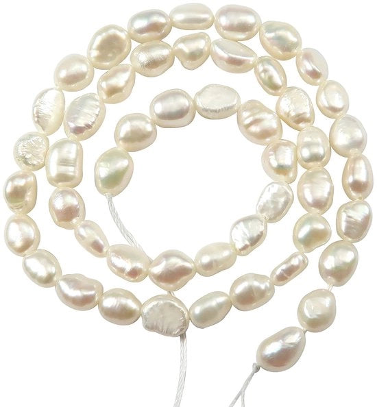 Parelli Acquatici 35-40 Pezzi - Perle Naturale - Forma Ovale 6-7 mm - Perle Artificiale - Colore Conchiglia - Per Armband/Simili Gioielli - Perle per Collana