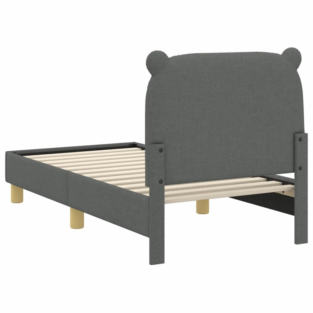 Struttura letto per bambini con testata Grigio Scuro Tessuto