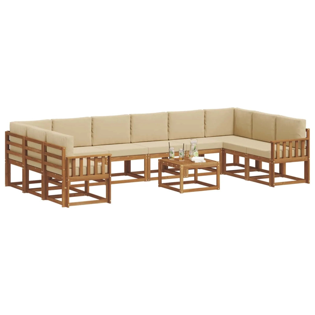 Set di divani da esterno con cuscino 11 pcs Naturale e Beige