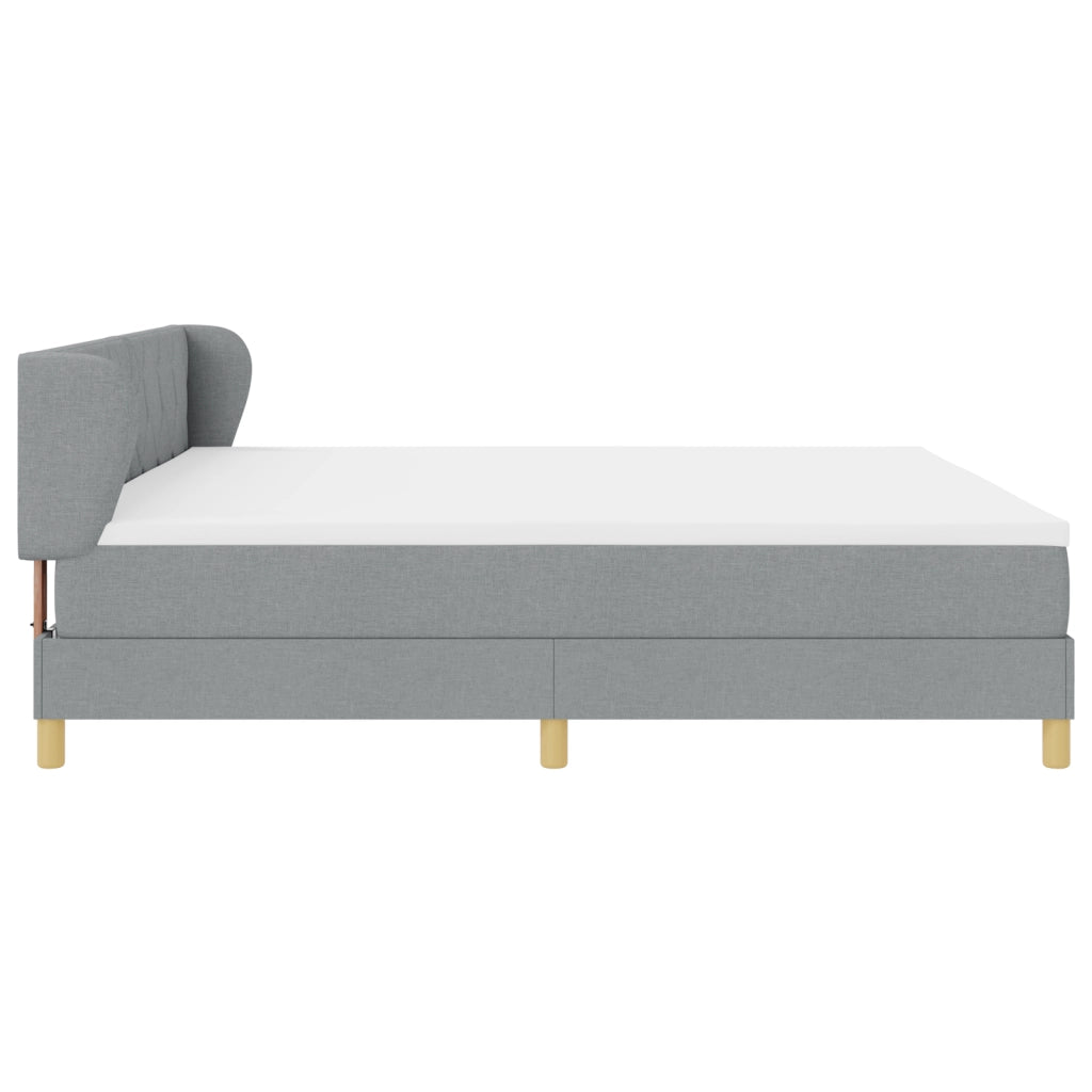 Letto Box Spring con Materasso - Grigio Chiaro - 200x200 cm - Tessuto