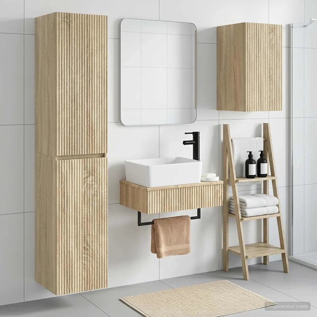 Set di mobili per il bagno 3 pz Rovere Sonoma 3406055