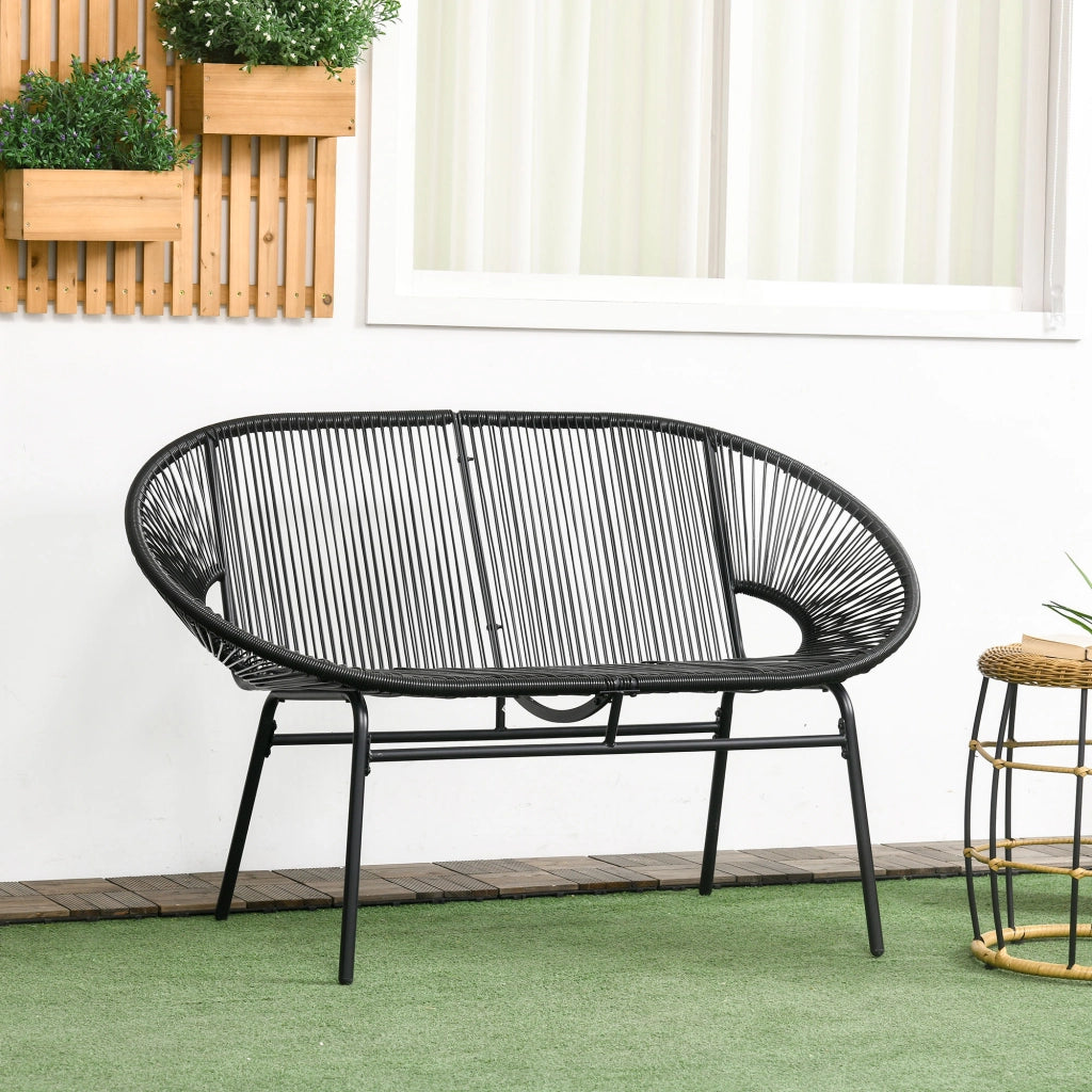 Poltrona Relax in Rattan Stile Boho ¨C Zephmum ¨C Nero 132x72x83 cm