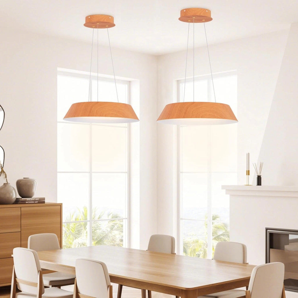 Lampadari a Sospensione 3000K, Lampada da Soffitto Moderna da 21 W con Venature in Legno, Cornice in Metallo, Ideale per Camera da Letto, Soggiorno, Cucina e Sala da Pranzo [Classe di efficienza energetica F]