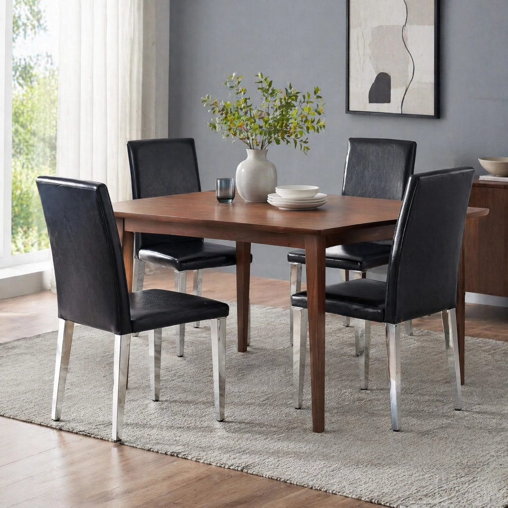 SEDIA da pranzo moderna Set da 4 pezzi 90 cm Nero/Argento in PU e metallo