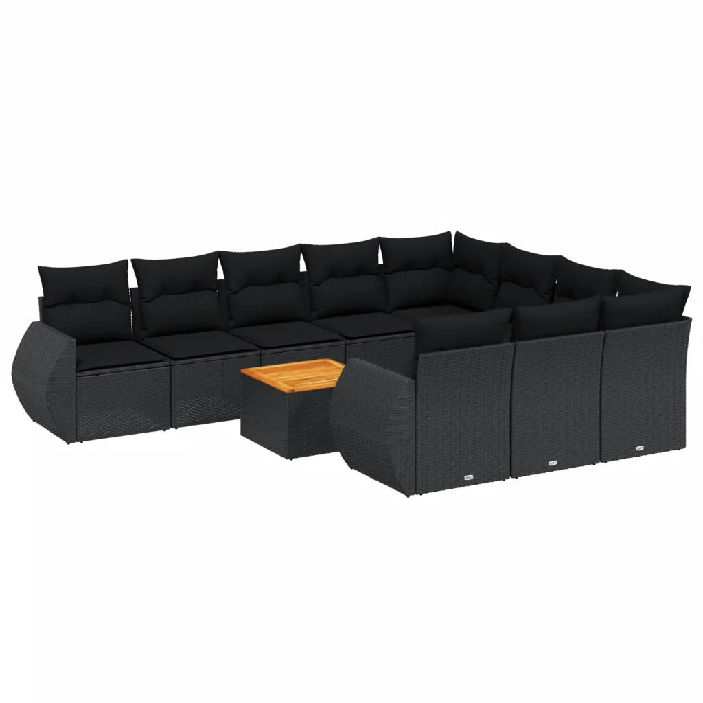Set Divani da Giardino 11 pz con Cuscini in Polyrattan Nero 3257511