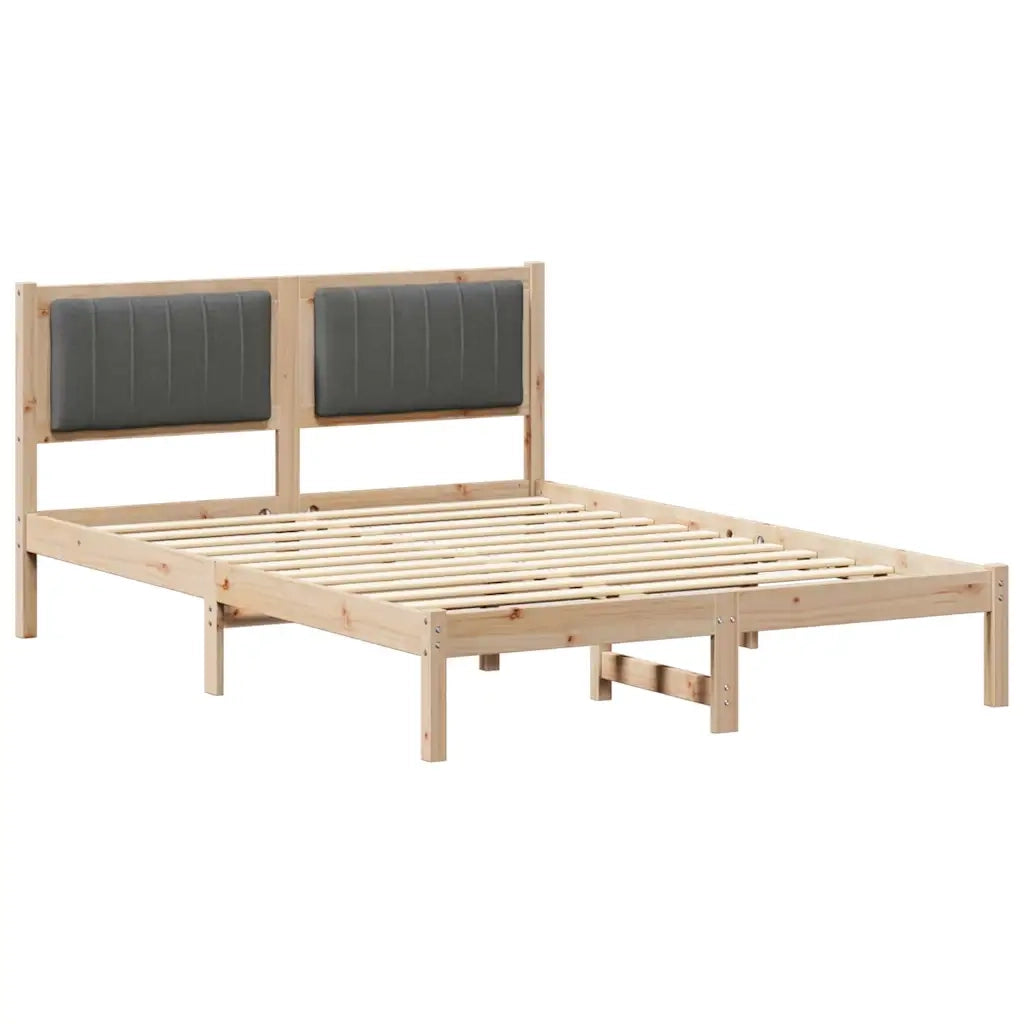 Letto con Testiera Rivestita Grigio scuro 140 x 190 cm