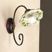 GIRASOLE Applique Singolo in Ferro Battuto e Ceramica Rustico Country