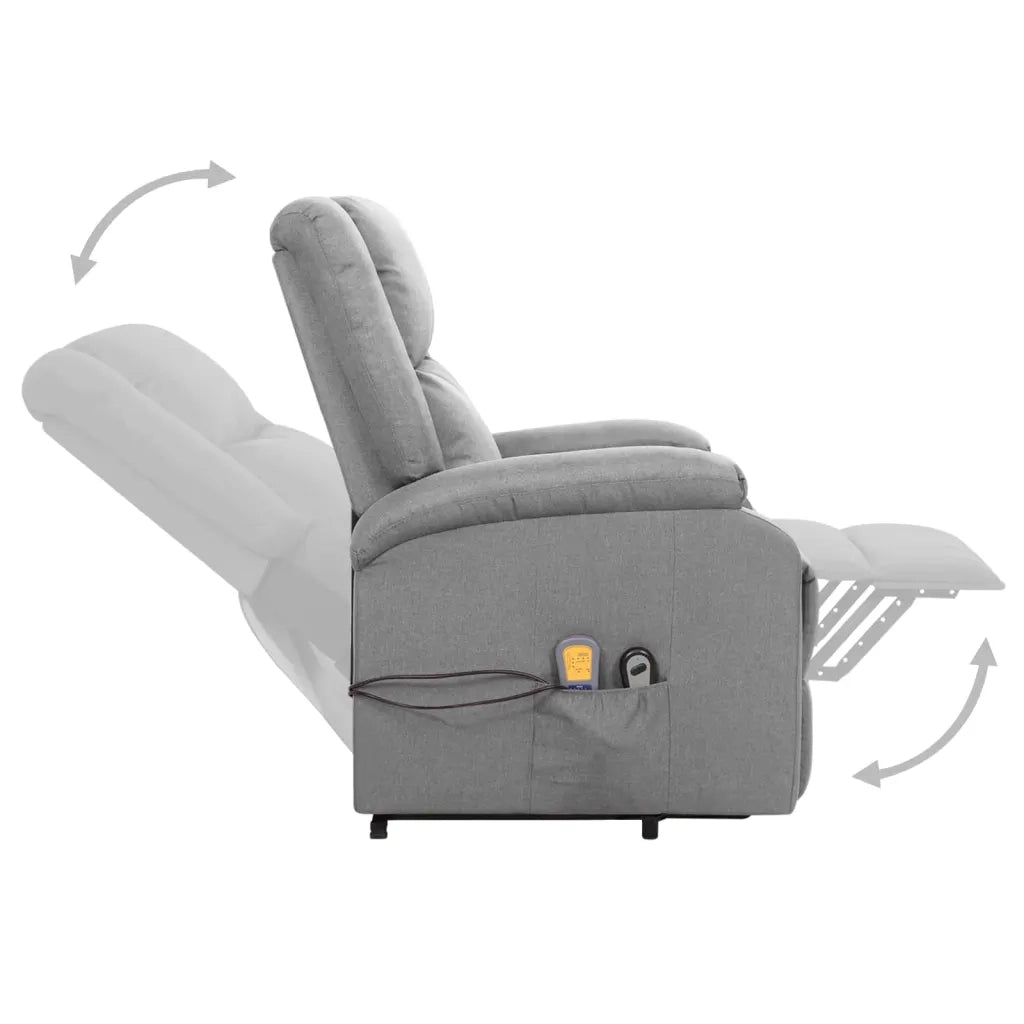 Poltrona Alzapersona Massaggiante | Sedia Relax Grigio Chiaro Tessuto