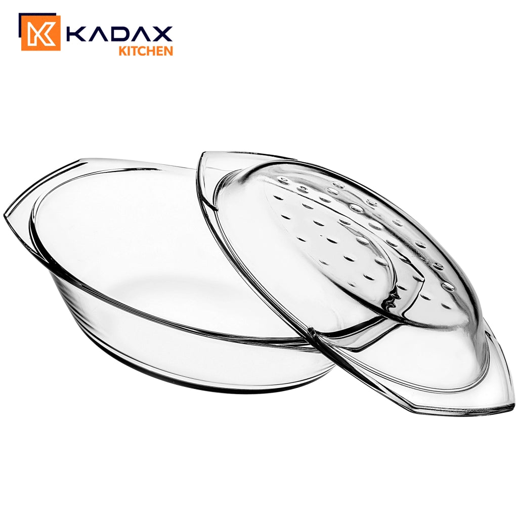 Teglia ovale in vetro KADAX con coperchio, 2,9 L