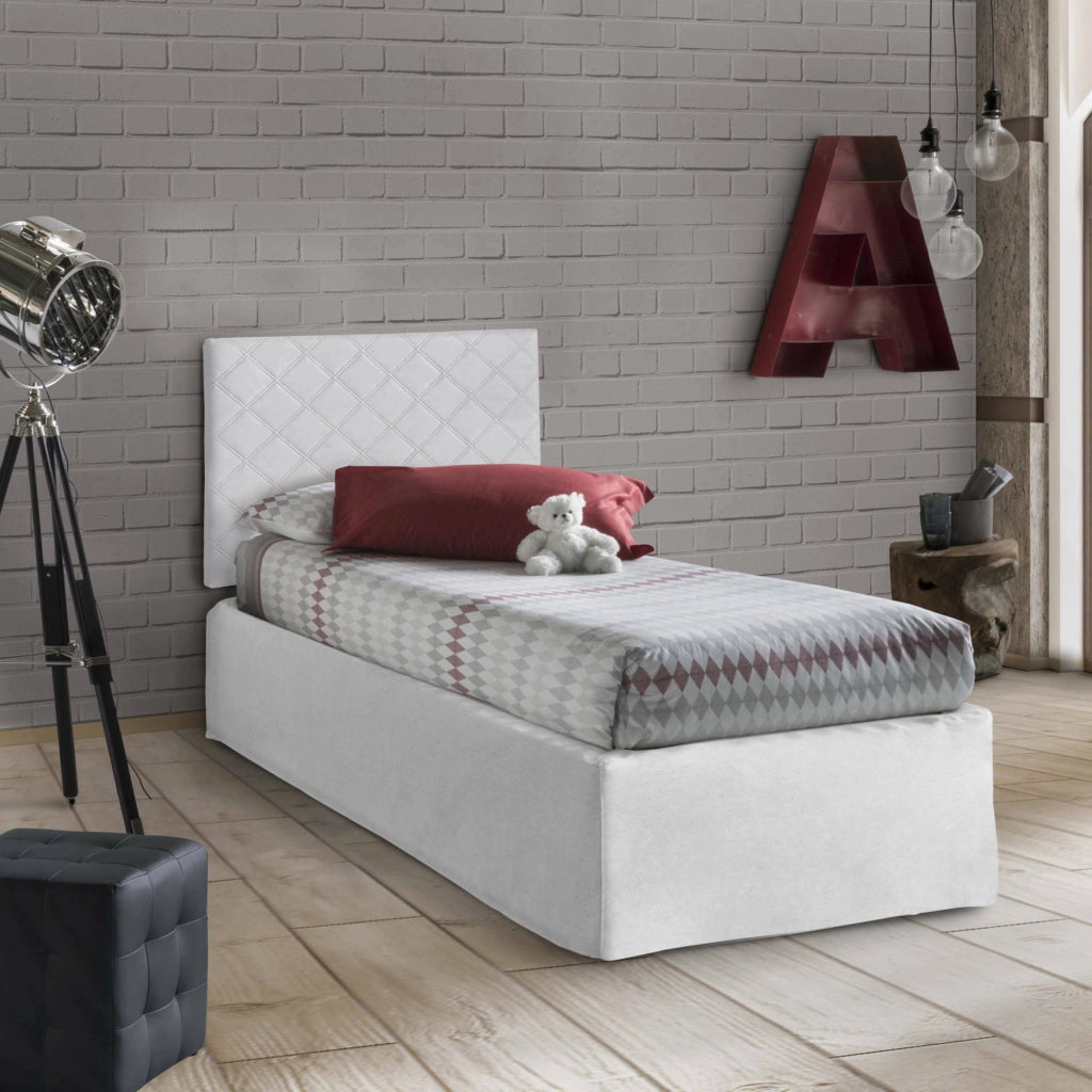 Ascra, Letto Singolo Materasso Incluso Made in Italy, Bianco