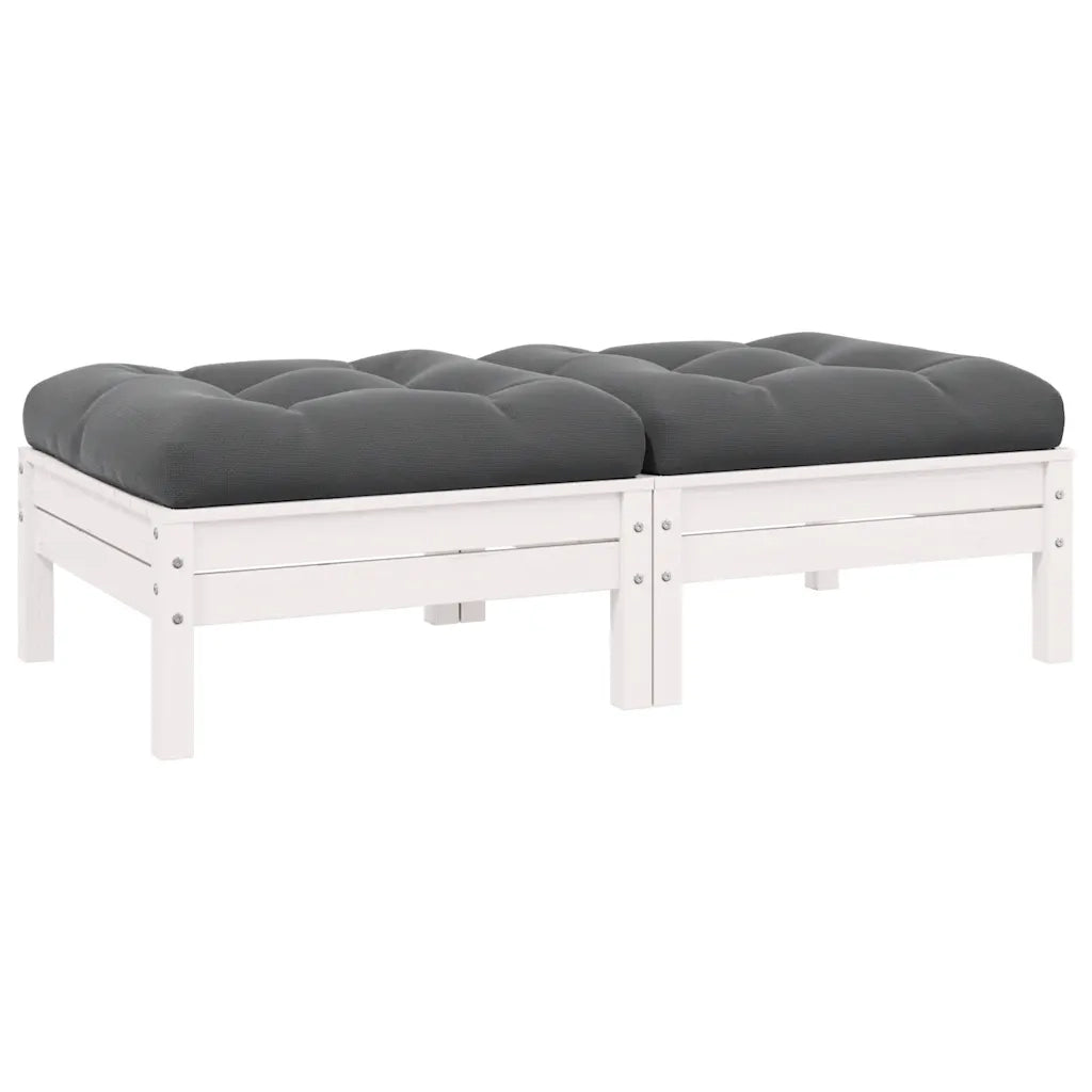 Divano da Giardino a 2 Posti con Cuscini-Sofa da Giardino-Divano da esterno Bianco Legno di Pino 546694