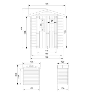 TIMBELA M367C+M367G Casetta da Giardino in Legno CON PAVIMENTO TRATTATO - 1.98 m2