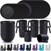 Set di Cucina in Plastica da 32 Pezzi - Resistenti alle Cadute e Riciclabili - Leggero - Libero da BPA - Sicuro per il Microonde - Per 8 Persone