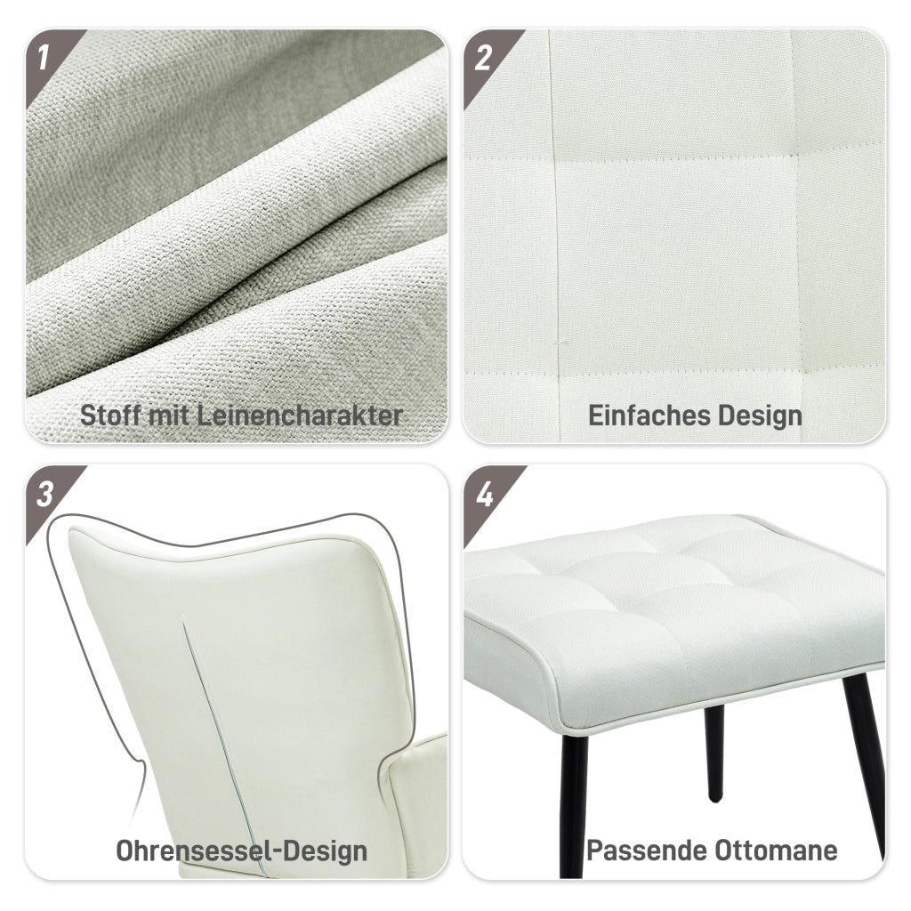 Poltrona Dondolo con Pouf ¨C Minimal ¨C Crema 64x89x90