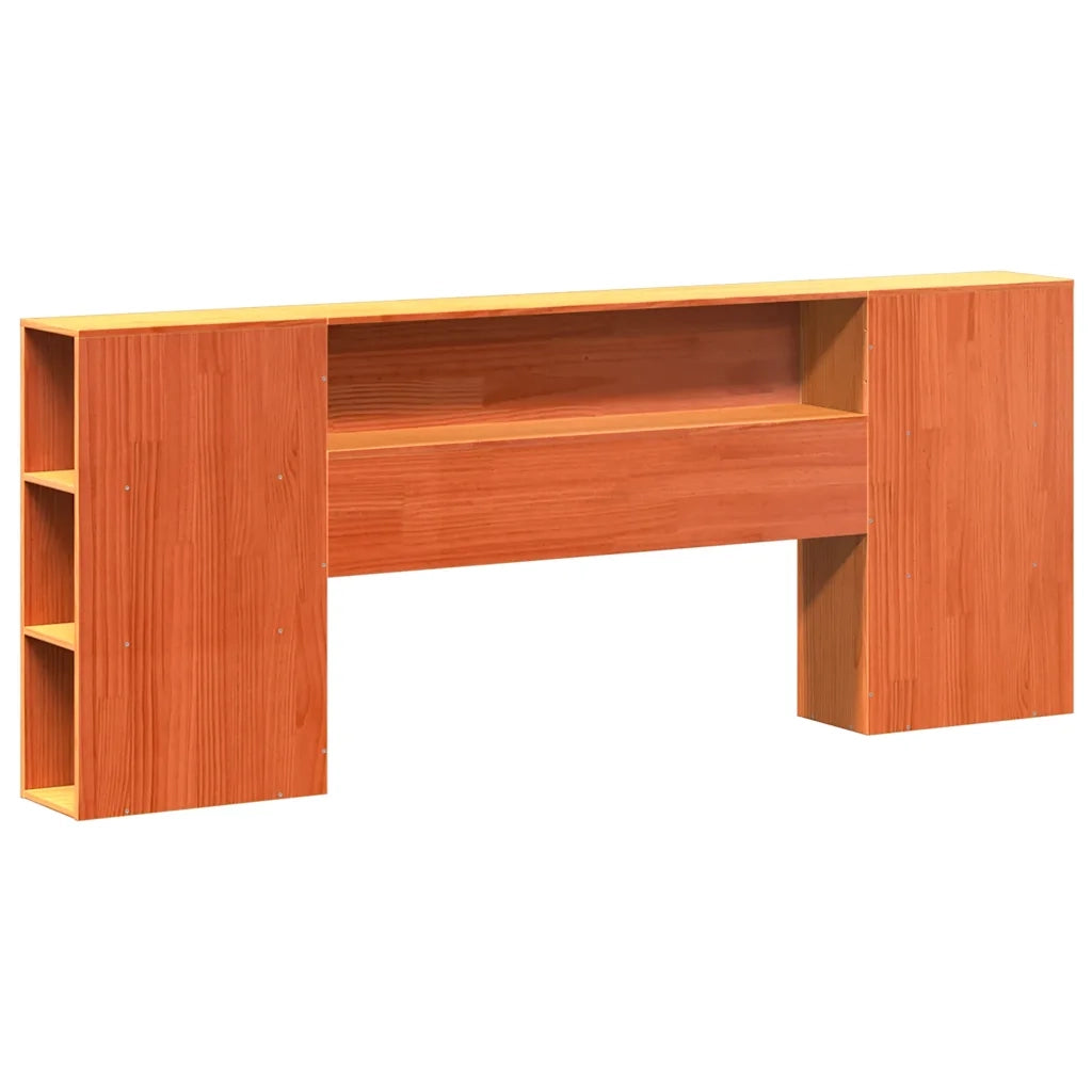 Letto Libreria senza Materasso Marrone Cera 200x200 cm in Pino 3321675