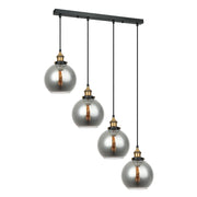 Italux Cardena lampadario industriale nero oro vetro 4xE27