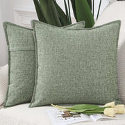Set di 2 cuscini in lino a tessuto poliestere per cuscini decorativi per divano camera da letto copertura cuscino verde grigio 40x40 cm quadrato