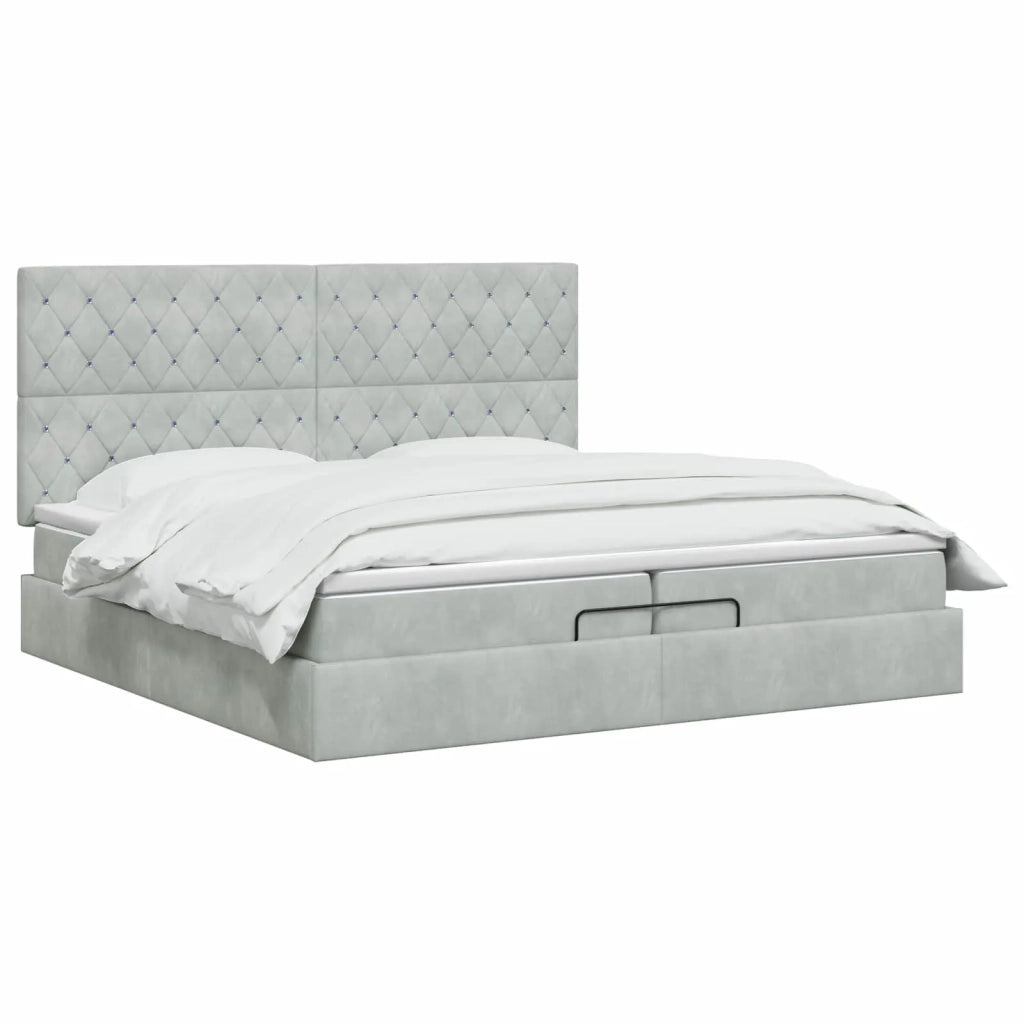 Letto ottomano con materasso Grigio Chiaro 200 x 200 cm Velluto 3457671