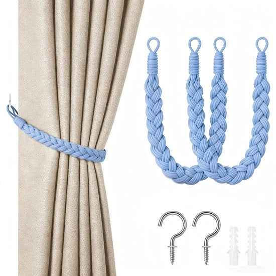 Pari di cordoncini per tende - 60cm cordoncino per tenda - cordoncini per tende a mano - cordoncini per tenda a spirale - con ganci - adatto per casa, ufficio, soggiorno, camera da letto