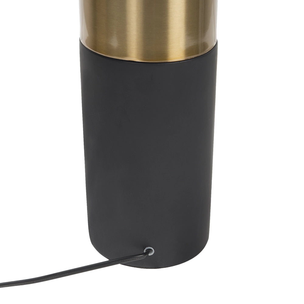 Lampada da Tavolo Comodino Grigio Chiaro Base Rotonda Tessuto Nero Paralume Rotondo Tamburo