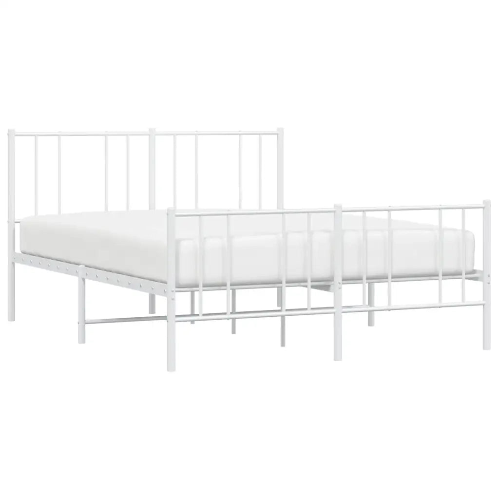 Giroletto con Testiera e Pediera-Struttura Letto Metallo Bianco 150x200 cm 219726