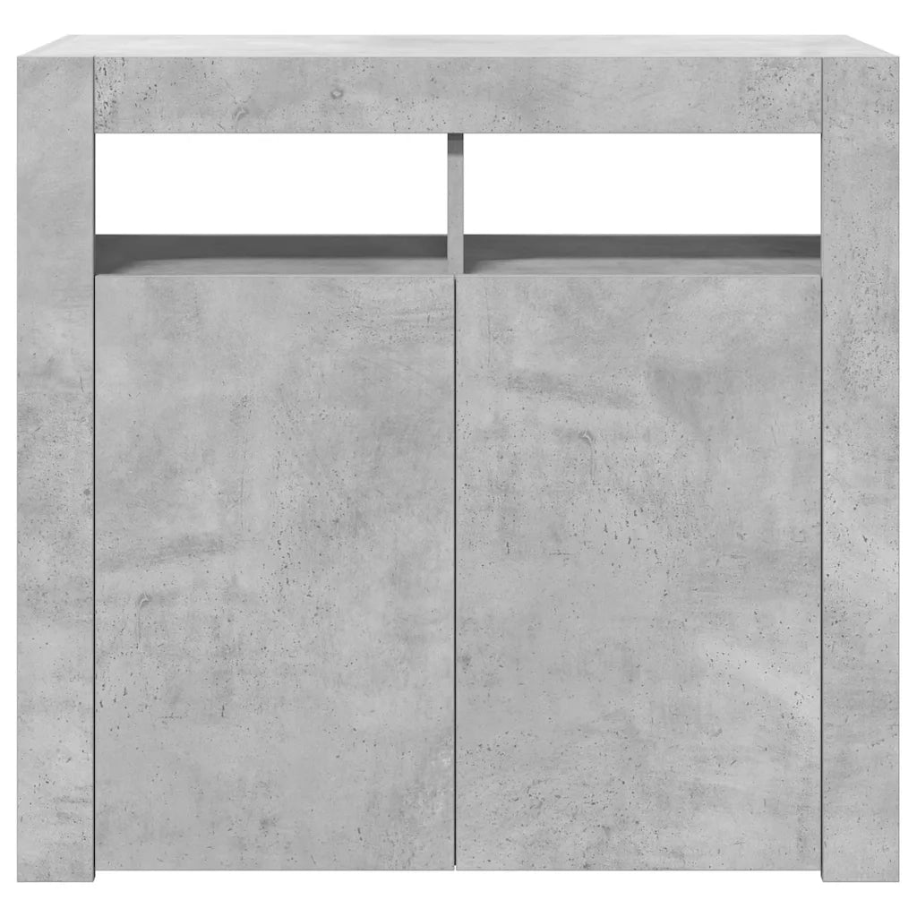 Credenza | Madia | Buffet da pranzo | Armadio da pranzo con Luci LED Grigio Cemento 80x35x75 cm