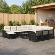 Set Divano da Giardino 13 pz Nero e Bianco Crema polyrattan 3435331