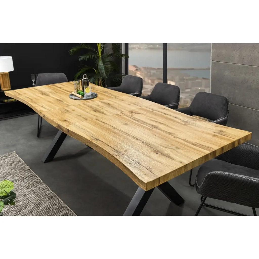 Tavolo da pranzo RIVET - Estensibile 160 a 200 cm - Legno e metallo nero - Stile industriale